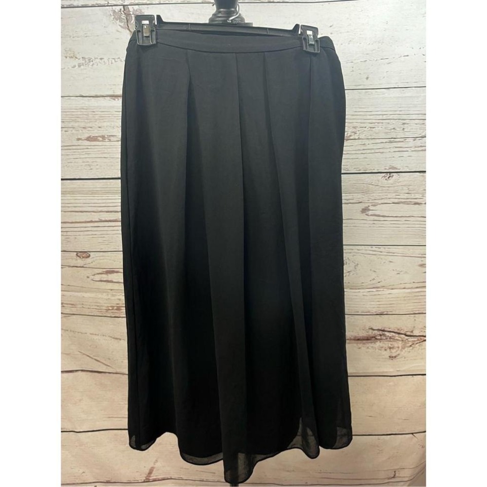 Anne Klein Black Pleated Midi Skirt Career Office Professional Size 4